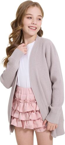 Wulful Girls Cardigan Kids Kids Open Open Front Eversive Stize مع جيوب in Kuwait