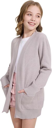 Wulful Girls Cardigan Kids Kids Open Open Front Eversive Stize مع جيوب in Kuwait