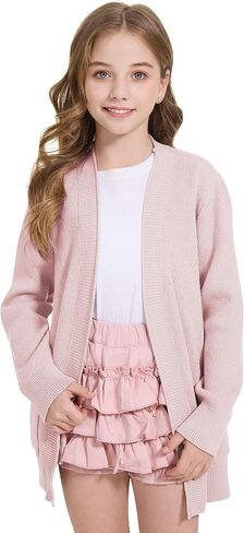 Wulful Girls Cardigan Kids Kids Open Open Front Eversive Stize مع جيوب in Kuwait