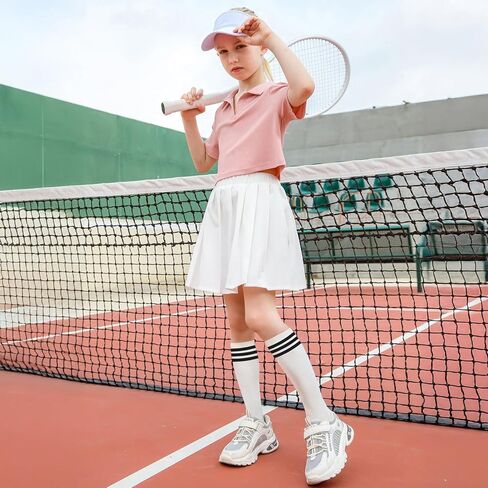 Comfoex Kids Soccer Socks 4 Pairs Girls Baseball Football Sports Tall Socks With Cotton Stripes Girls Knee High Socks in Kuwait