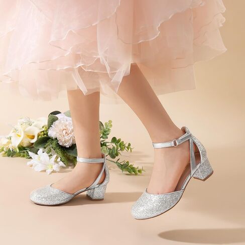 DREAM PAIRS Girls Dress Shoes Closed Toe High Heels Ankle Strap Toddler Little Big Kid Wedding Flower Party Pump in Saudi Arabia