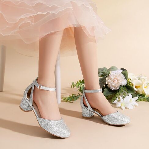 DREAM PAIRS Girls Dress Shoes Closed Toe High Heels Ankle Strap Toddler Little Big Kid Wedding Flower Party Pump in Saudi Arabia
