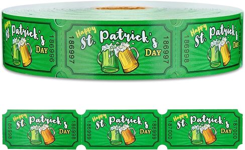 1000 Pieces St. Patrick's Day Raffle Tickets Green Shamrock Tickets Single Roll Carnival Raffle Tickets Decorations for St. Patrick's Theme Party Events Games Concert in Kuwait