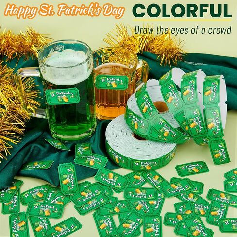 1000 Pieces St. Patrick's Day Raffle Tickets Green Shamrock Tickets Single Roll Carnival Raffle Tickets Decorations for St. Patrick's Theme Party Events Games Concert in Kuwait