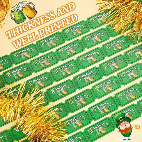 1000 Pieces St. Patrick's Day Raffle Tickets Green Shamrock Tickets Single Roll Carnival Raffle Tickets Decorations for St. Patrick's Theme Party Events Games Concert in Kuwait