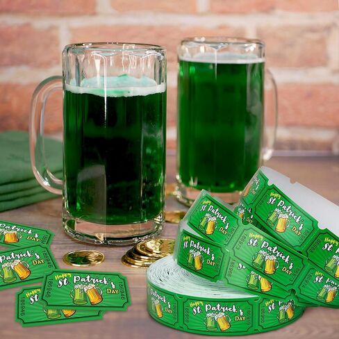 1000 Pieces St. Patrick's Day Raffle Tickets Green Shamrock Tickets Single Roll Carnival Raffle Tickets Decorations for St. Patrick's Theme Party Events Games Concert in Kuwait