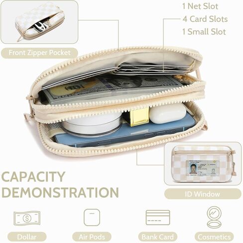 محفظة معصم Fodoko للنساء محفظة مبطن من نايلون مع 4 سوستة ، بطاقة ائتمان السفر ، منظم الهاتف الخليوي ، محفظة عملة معدنية in Kuwait
