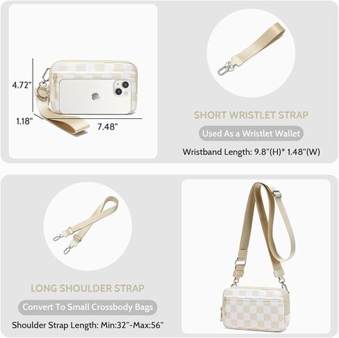 محفظة معصم Fodoko للنساء محفظة مبطن من نايلون مع 4 سوستة ، بطاقة ائتمان السفر ، منظم الهاتف الخليوي ، محفظة عملة معدنية in Kuwait