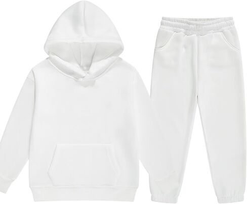 DHSPKN Girls Boys 2 Piece Tracksuit Athletic Sweatsuits Sets Hooded Sweatshirt and Jogger Sweatpants Clothing Sets for Kids in Saudi Arabia
