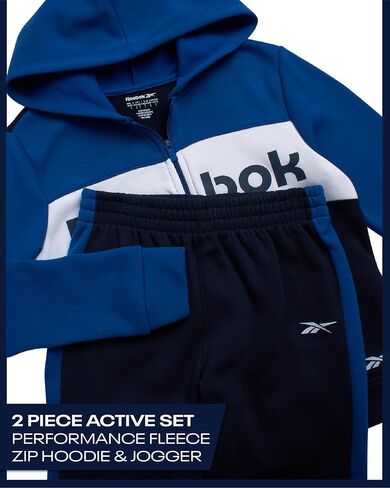 Reebok Boys' Active Sweatsuit - 2 Piece Performance Fleece Zip Hoodie Sweatshirt and Jogger Sweatpants - Activewear Set, 8-14 in Kuwait