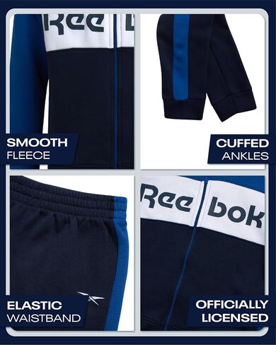 Reebok Boys' Active Sweatsuit - 2 Piece Performance Fleece Zip Hoodie Sweatshirt and Jogger Sweatpants - Activewear Set, 8-14 in Kuwait