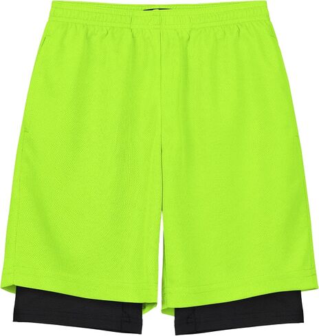QBK Toddler to Youth Boys 2 in 1 Athletic Shorts Basketball Compression Shorts with Liner for Girls Soccer Running Sports in Saudi Arabia