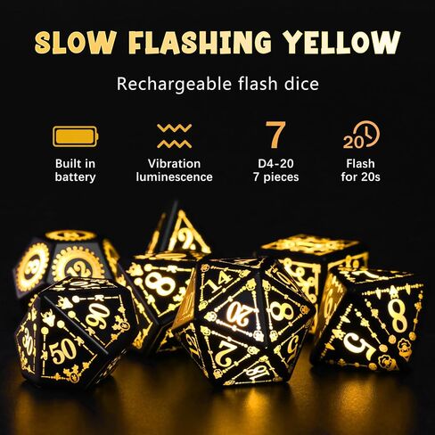 Wireless Light Up Dice Set D&D RGB for Dungeons and Dragons,Cool LED DND Dice with Charging Box Rechargeable 7 Color Polyhedral Role Playing Dice for DND Gifts RPG(Astral Shard Black) in Kuwait