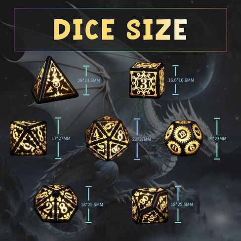 Wireless Light Up Dice Set D&D RGB for Dungeons and Dragons,Cool LED DND Dice with Charging Box Rechargeable 7 Color Polyhedral Role Playing Dice for DND Gifts RPG(Astral Shard Black) in Kuwait
