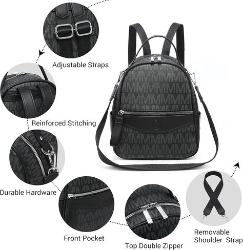 Mini Backpack Purse for Women Multi Pocket Small Backpacks Ladies Convertible Shoulder Handbags Designer Travel Backpack with Wide Strap (Black) in Saudi Arabia