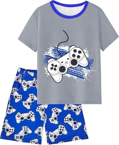 PASHOP Boys Summer Pajamas Short Sleeve Pajamas Shorts Set 2 Piece Summer Kids Pjs Sleepwear Sets in Kuwait