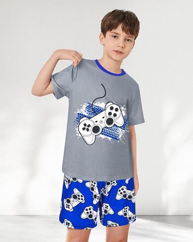 PASHOP Boys Summer Pajamas Short Sleeve Pajamas Shorts Set 2 Piece Summer Kids Pjs Sleepwear Sets in Kuwait