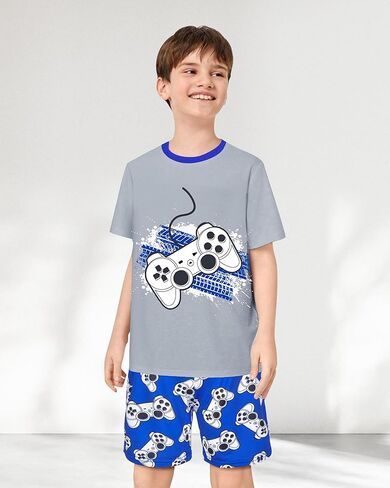 PASHOP Boys Summer Pajamas Short Sleeve Pajamas Shorts Set 2 Piece Summer Kids Pjs Sleepwear Sets in Kuwait