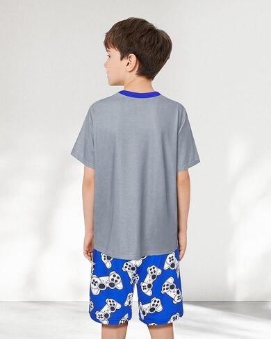 PASHOP Boys Summer Pajamas Short Sleeve Pajamas Shorts Set 2 Piece Summer Kids Pjs Sleepwear Sets in Kuwait