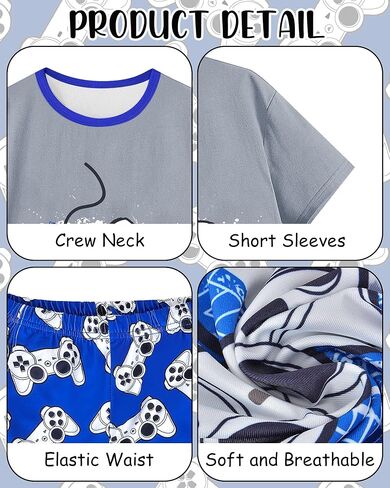 PASHOP Boys Summer Pajamas Short Sleeve Pajamas Shorts Set 2 Piece Summer Kids Pjs Sleepwear Sets in Kuwait