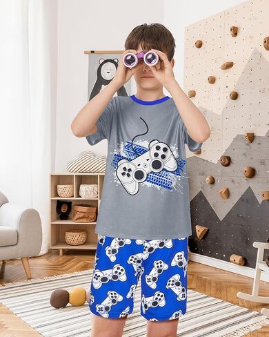 PASHOP Boys Summer Pajamas Short Sleeve Pajamas Shorts Set 2 Piece Summer Kids Pjs Sleepwear Sets in Kuwait