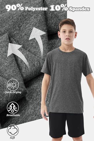 Resinta 5 Pack Boys Athletic قمصان رياضية شباب فتيل جاف مناسبة in Saudi Arabia