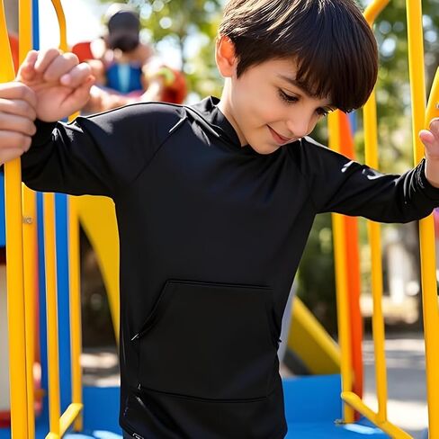 INGEAR Boys' Rash Guard Long Sleeve UPF 50+ UV Protection Swim Shirt, Hooded Sun Shirt, Quick Dry Fishing Shirt for Kids in Kuwait