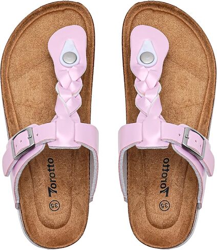 Torotto Boys Girls Cork Footbed Sandals Kids Flip Flops with Adjustable Braided Straps (Toddler/Little Kid/Big Kid) in Saudi Arabia