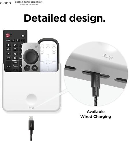 Mount Elago Universal Remote Mount متوافق مع Apple TV Remote وجميع عناصر التحكم عن بُعد الأخرى - شريط لاصق أو خيارات تثبيت المسمار ، الشحن السلكي المتاح [كبير] [أسود] in Kuwait