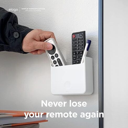 Mount Elago Universal Remote Mount متوافق مع Apple TV Remote وجميع عناصر التحكم عن بُعد الأخرى - شريط لاصق أو خيارات تثبيت المسمار ، الشحن السلكي المتاح [كبير] [أسود] in Kuwait