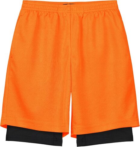 QBK Toddler to Youth Boys 2 in 1 Athletic Shorts Basketball Compression Shorts with Liner for Girls Soccer Running Sports in Saudi Arabia