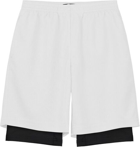 QBK Toddler to Youth Boys 2 in 1 Athletic Shorts Basketball Compression Shorts with Liner for Girls Soccer Running Sports in Saudi Arabia