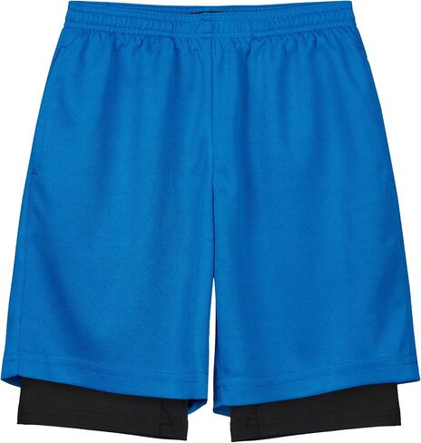 QBK Toddler to Youth Boys 2 in 1 Athletic Shorts Basketball Compression Shorts with Liner for Girls Soccer Running Sports in Kuwait