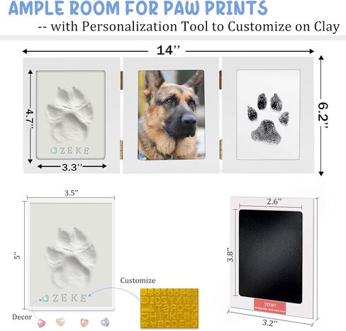 mypawlets ink & clay paw kit kit keftake ، inkless ink pad & soft clay for dog/cats paw prints ، pet paw print kit ، paw print stamp for dogs or cats ، diy difts for pet offic. in Kuwait