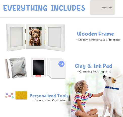 mypawlets ink & clay paw kit kit keftake ، inkless ink pad & soft clay for dog/cats paw prints ، pet paw print kit ، paw print stamp for dogs or cats ، diy difts for pet offic. in Kuwait