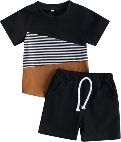 Kids Little Boys' Clothing Sets,Casual Short Sleeve T-shirt and Short Sets Toddler Boys Summer Clothes 2pcs in Kuwait