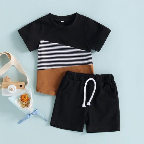 Kids Little Boys' Clothing Sets,Casual Short Sleeve T-shirt and Short Sets Toddler Boys Summer Clothes 2pcs in Kuwait