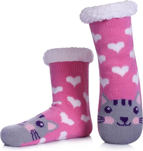 TRUEHAN Kids Girls Boys Slipper Socks Soft Thick Cozy Fuzzy Animal Anti-Slip Winter Thermal Christmas Socks Indoor in Saudi Arabia