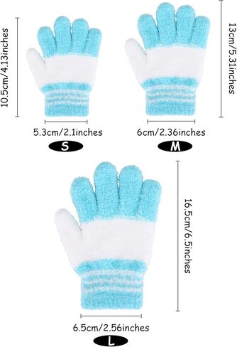 EBOOT 3 Pairs Kids Winter Knit Gloves Stretchy Full Finger Fluffy Mittens for Toddler Boys Girls 1-11 Years in Saudi Arabia