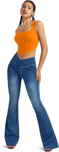 طماق جان متماسكة للنساء مع كروس عالية الخصر الجرس السفلية اليوغا السراويل in Kuwait