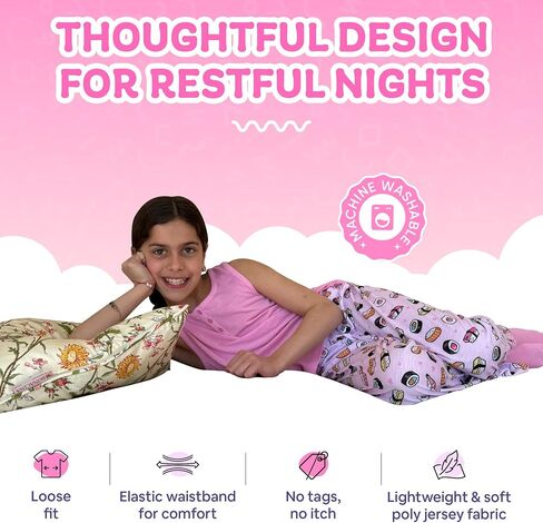 Girls Pajamas Set - 3-Piece PJs Set, Tee, Pants & Shorts, Soft Girls’ Sleepwear, Teen Kids Pajamas, Sizes 5-16 in Saudi Arabia