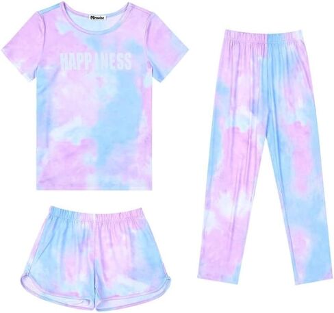 Mirawise Girls 3 Pc Pajamas Sleepwear Cotton Pjs Clothes Set 4-13 Years in Saudi Arabia