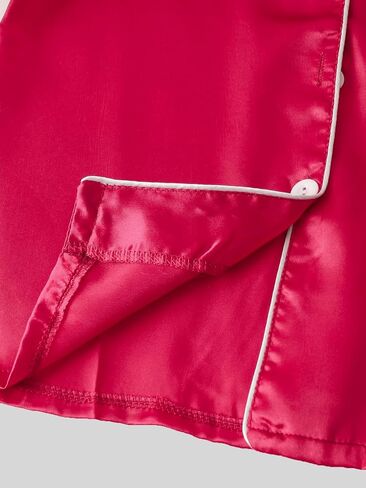 Satin Pajamas for Girls, 4-Piece Short Sleeve Button Down Silky PJ Set in Saudi Arabia