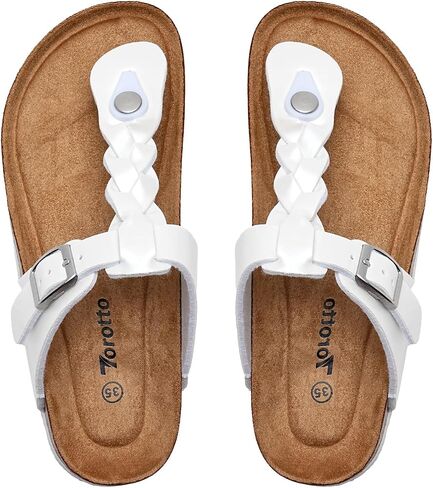Torotto Boys Girls Cork Footbed Sandals Kids Flip Flops with Adjustable Braided Straps (Toddler/Little Kid/Big Kid) in Saudi Arabia