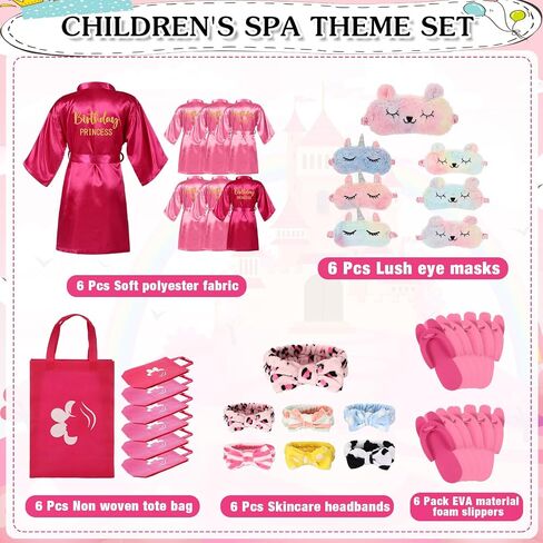 Shihanee 30 Pcs Spa Party Supplies for Girls, 6 Satin Robes Birthday Princess Squad Kids Sleepover Birthday Spa Party Set Kit in Saudi Arabia