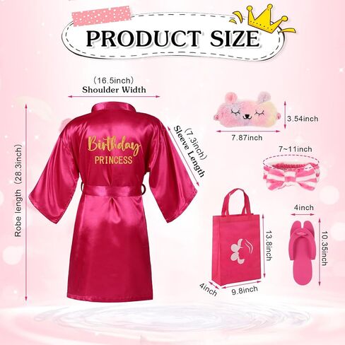 Shihanee 30 Pcs Spa Party Supplies for Girls, 6 Satin Robes Birthday Princess Squad Kids Sleepover Birthday Spa Party Set Kit in Saudi Arabia