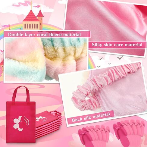 Shihanee 30 Pcs Spa Party Supplies for Girls, 6 Satin Robes Birthday Princess Squad Kids Sleepover Birthday Spa Party Set Kit in Saudi Arabia