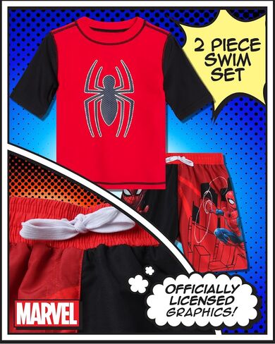 Marvel Boys Rash Guard Set - 2 Piece Spiderman Spidey & His Amazing Friends UPF50+ Swim Shirt & Swim Trunks for Boys (2T-12) in Saudi Arabia
