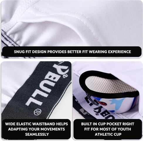 2-Pack Boys Cup Underwear Youth Boxer Briefs with 1 Soft Protective Athletic Cup for Baseball, Football, Lacrosse in Kuwait