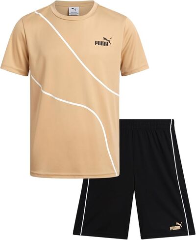 PUMA Boys Active Shorts Set - 2 Piece Dry Fit T-Shirt and Performance Gym Shorts - Activewear Clothing Set for Boys (4-16) in Kuwait